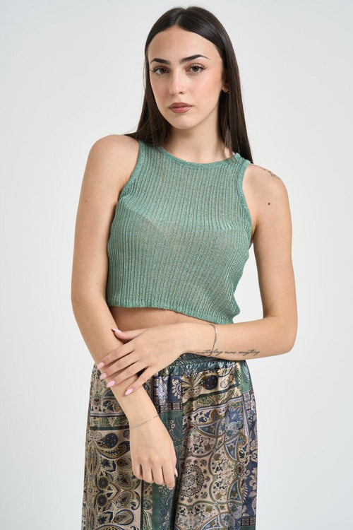 Top donna in maglia verde - 2