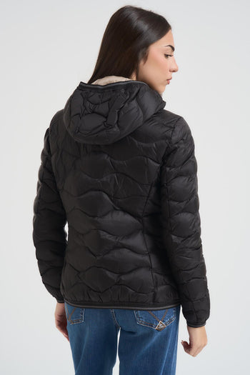 Piumino ad onde orizzontali donna nero - 5