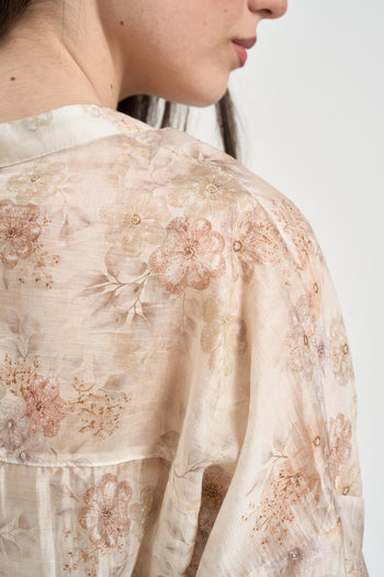 Camicia donna fantasia floreale beige - 4