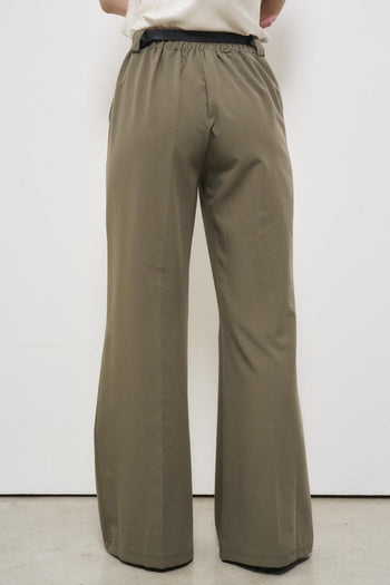 Green women's trousers with belt - 4