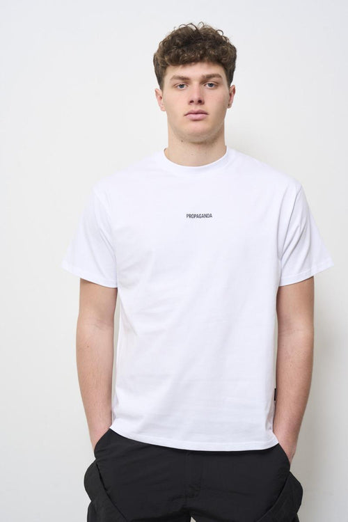 T-shirt uomo girocollo bianca con stampa nera - 1