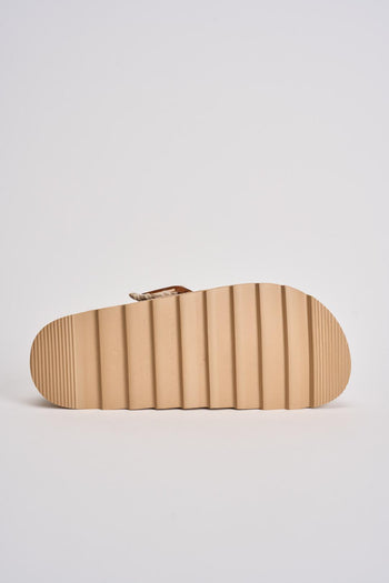 Sabot platform donna pelle scamosciata con cuciture beige - 8