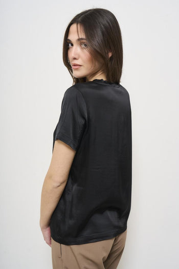 T-shirt donna satinata nera - 4