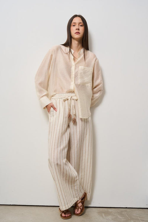 Camicia donna over in mussola panna
