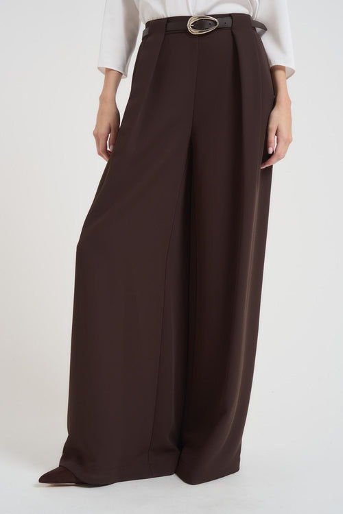 Pantalone donna a palazzo marrone