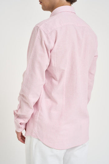Camicia uomo a righe rosa e bianco - 5