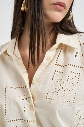 Camicia donna con ricami panna - 3