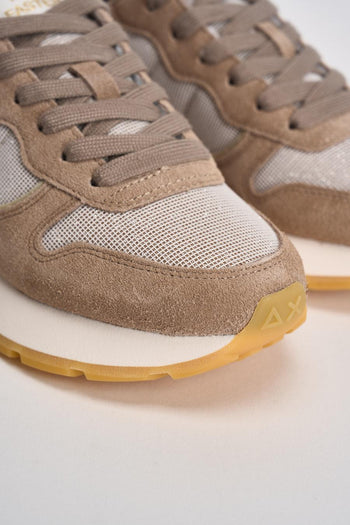 Sneakers donna in suede beige e glitter - 4