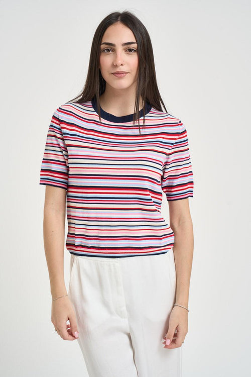 T-shirt donna in maglia multicolor