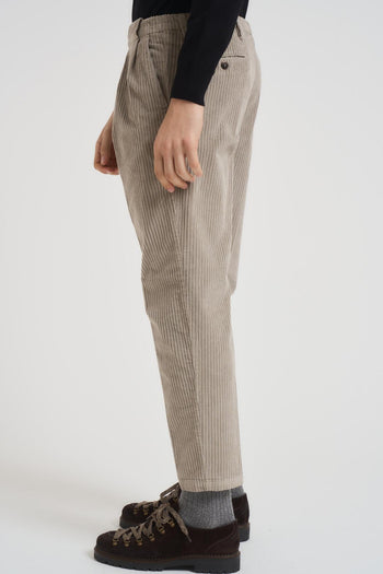 Pantalone uomo dritto in velluto panna - 3