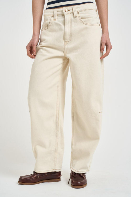 Jeans donna balloon crema