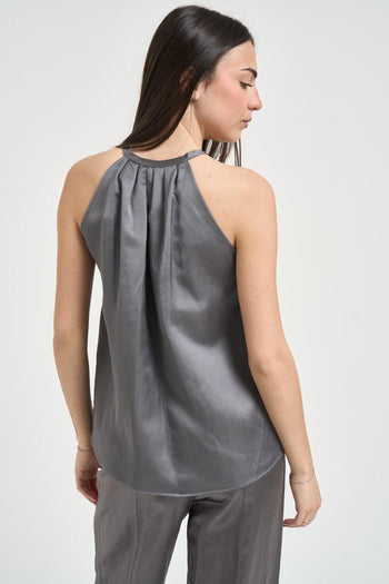 Top donna satinato grigio - 5