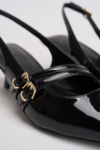 Slingback donna in vernice nero - 4