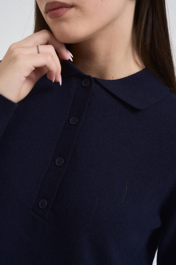 Polo donna in maglia blu notte - 3