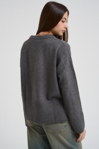 Maglia donna girocollo grigia<BR/> - 3