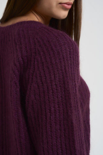 Maglia donna scollo a barchetta melanzana - 4