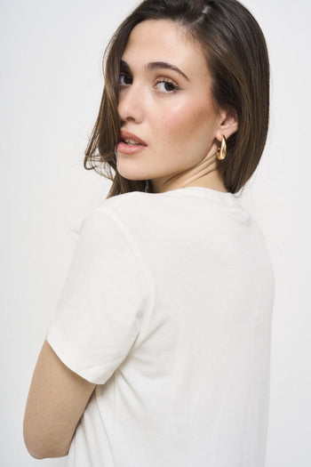 Women's white crew neck t-shirt - 4