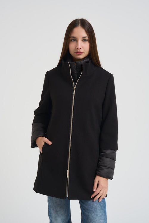 Cappotto donna con pettorina staccabile nero