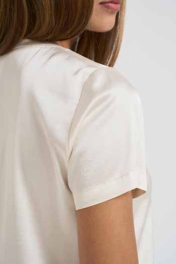 T-shirt donna girocollo panna - 6