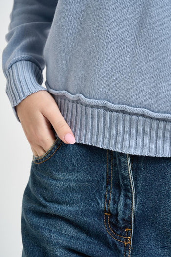 Maglia donna scollo a barca celeste - 4