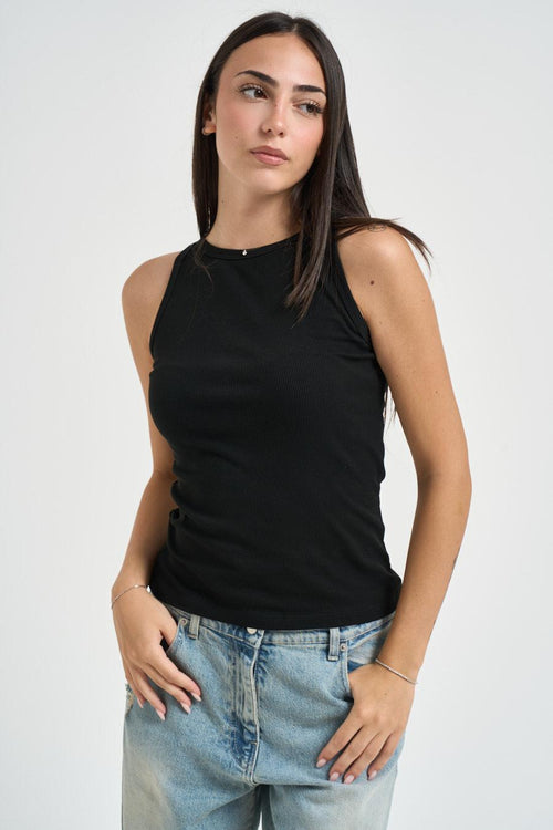 Top donna a costine nero - 1