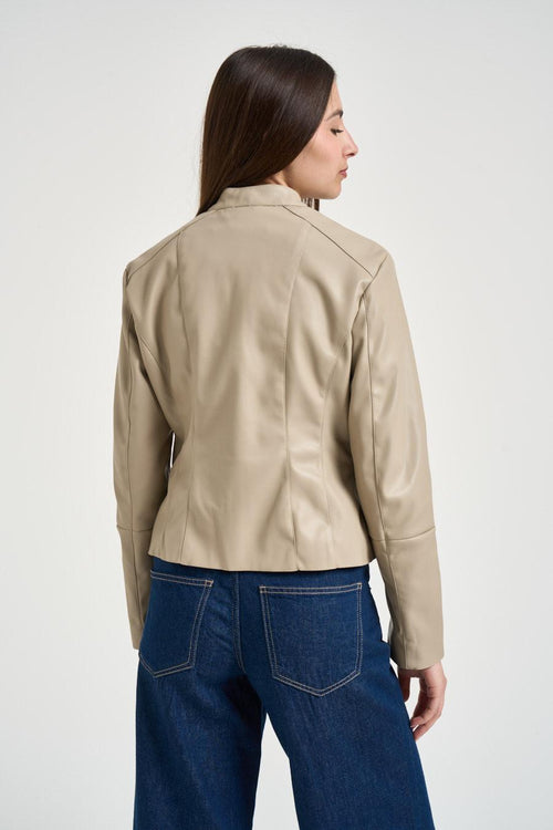 Giubbotto donna in ecopelle beige - 2