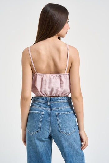 Top donna in lino rosa - 4