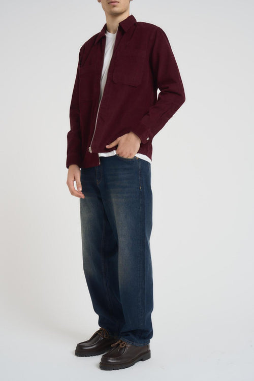 Camicia uomo a costine bordeaux