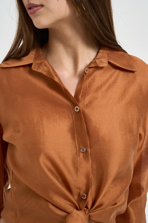 Camicia donna satinata coccio - 2