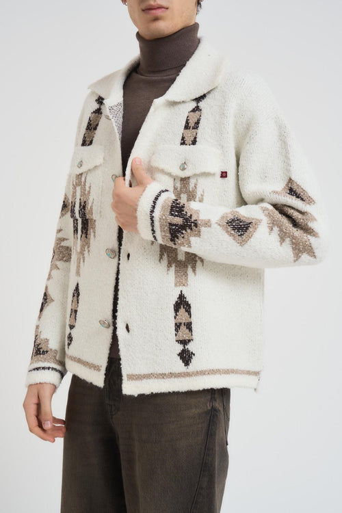 Cardigan uomo a fantasia bianco - 2