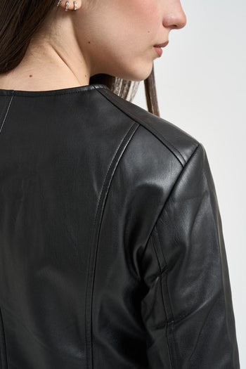 Giacca donna in ecopelle nera - 4