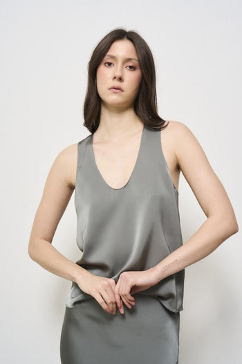 Women's grey satin top - 3