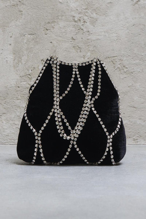 Borsa donna nera con strass