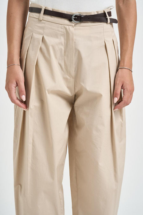 Pantalone donna barrel fit panna - 2
