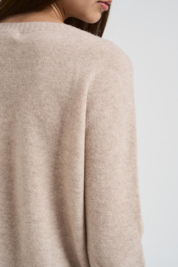 Maglia donna scollo a barchetta beige - 4