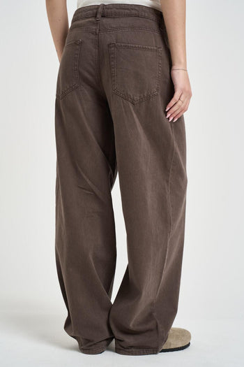 Jeans donna baggy in denim marrone - 3