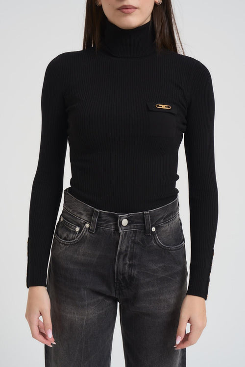 Dolcevita donna a costine nero