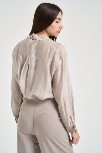 Camicia donna semi-trasparente grigio chiaro - 3