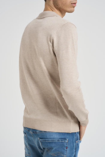 Polo uomo in maglia beige - 3