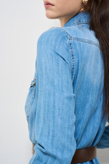Abito donna in denim chiaro - 6