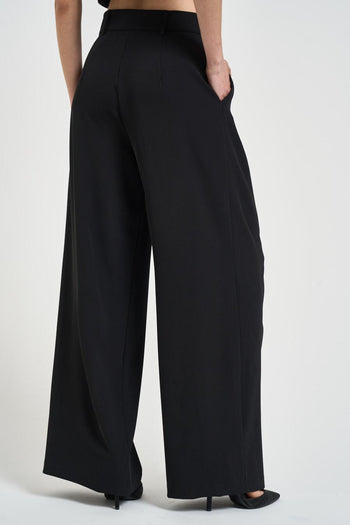 Pantalone donna con pinces nero - 5