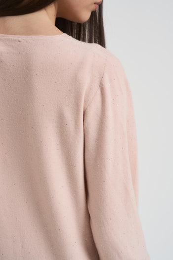 Maglia donna scollo a V rosa cipria - 4