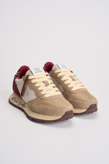 Sneakers donna panna e bordeaux - 3