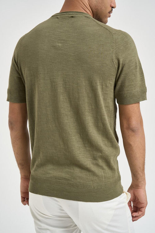 T-shirt uomo in maglia verde militare - 2