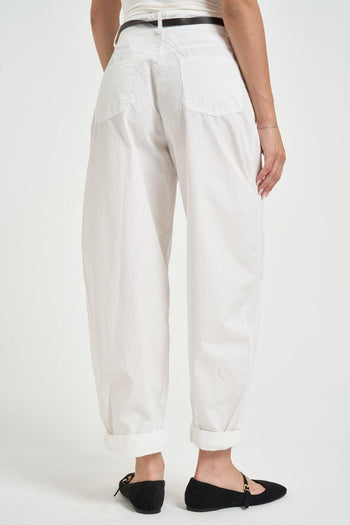 Pantalone donna barrel fit bianco - 4