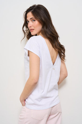 T-shirt donna girocollo bianca - 3