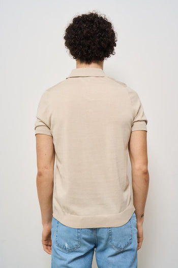 Polo uomo in maglia beige - 4