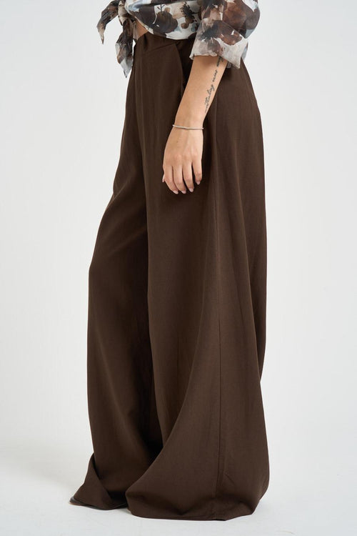Pantalone donna a palazzo marrone - 2
