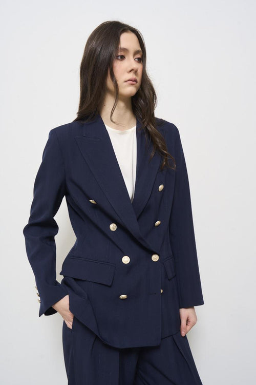 Giacca donna blu doppiopetto