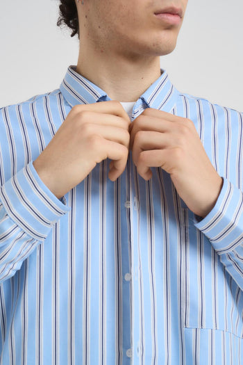 Camicia uomo a righe celeste - 4